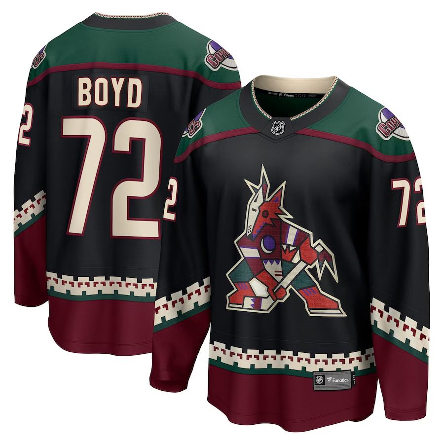 Men Arizona Coyotes 72 Travis Boyd Fanatics Branded Black Home Breakaway Player NHL Jersey